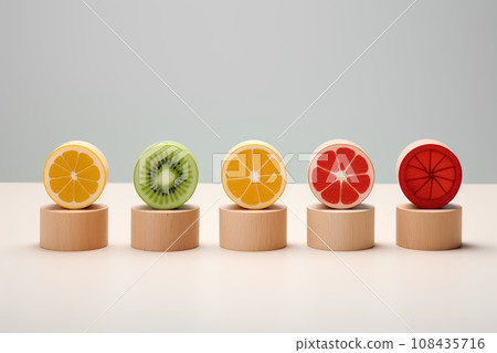 Fruit slice picto set-2 (3D) Fruit slice picto set-2 (3D) 108435716