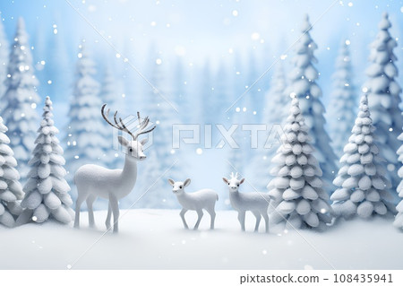 Deer in the snow (3D) 108435941