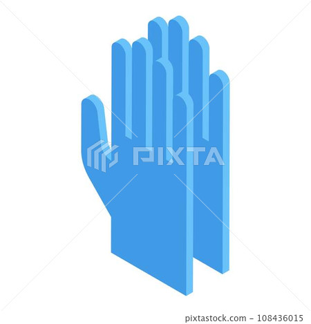 Blue medical gloves icon. Isometric of blue medical gloves vector icon for web design isolated on white background Blue medical gloves icon. Isometric of blue medical gloves vector icon for web design isolated on white background 108436015