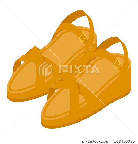 Woman leather sandals icon. Isometric of woman leather sandals vector icon for web design isolated on white background Woman leather sandals icon. Isometric of woman leather sandals vector icon for web design isolated on white background 108436059