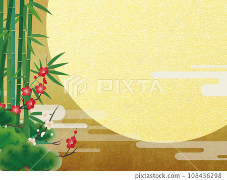 Japanese modern illustration (pine, bamboo, and plum) 108436298