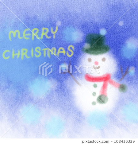 Illustration of a snowman painted in watercolor Illustration of a snowman painted in watercolor 108436329