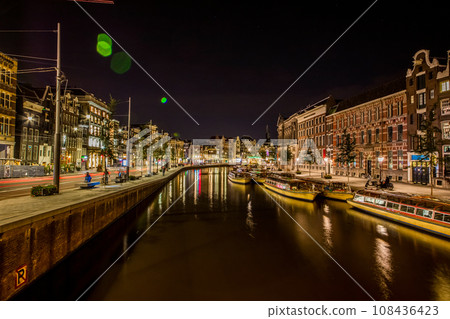 modern Amsterdam city center, canals and bridges. 108436423