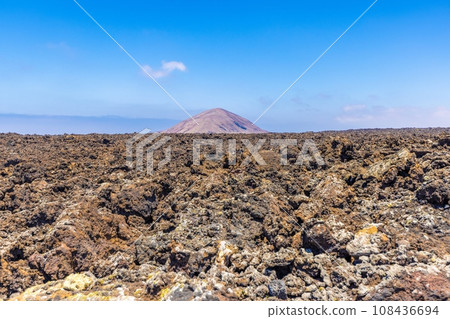 Panoramic view over the barren volcanic Timanfaya National Park on Lanzarote 108436694