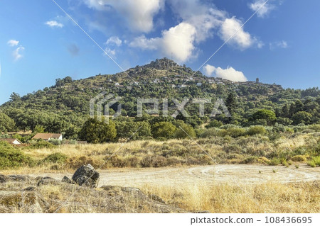 View of the mountain with the historic town of Monsanto in Portugal 108436695