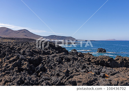 Picture over volcanic coast near El Golfo on Lanzarote Picture over volcanic coast near El Golfo on Lanzarote 108436702