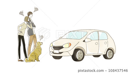 一個人和一隻狗遇到汽車麻煩 108437546