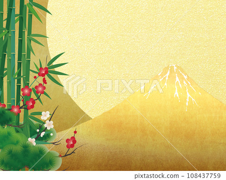 Japanese modern illustration (pine, bamboo, and plum) 108437759