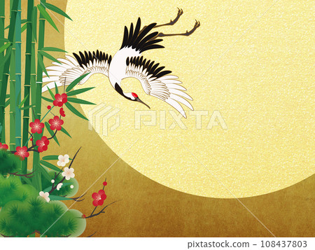 Japanese modern illustration (pine, bamboo, and plum) Japanese modern illustration (pine, bamboo, and plum) 108437803