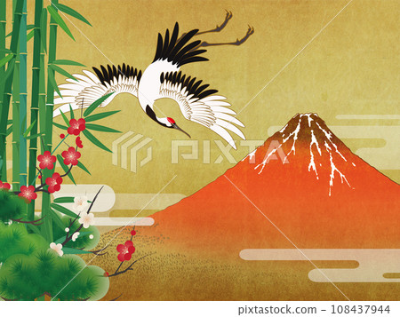Japanese modern illustration (pine, bamboo, and plum) 108437944