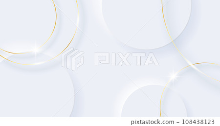 白色立體圓形與金邊線條抽象背景 108438123