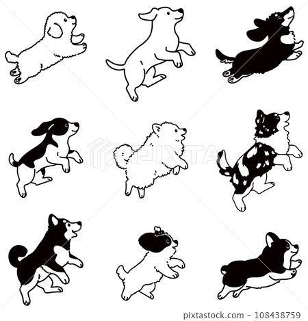 可愛的跳狗插畫集B，只有主線是白色的 108438759