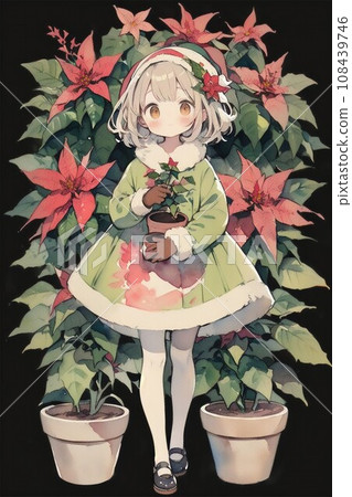 poinsettia and girl 108439746