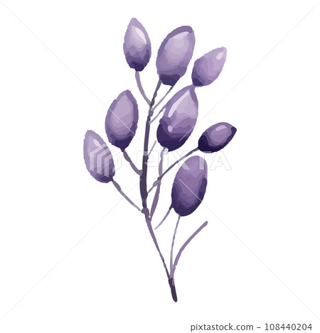 Watercolor style illustration of purple Christmas ornaments Watercolor style illustration of purple Christmas ornaments 108440204