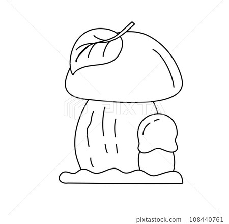 Mushroom Illustration for Children Vector Doodle Template for books black and white Mushroom Illustration for Children Vector Doodle Template for books black and white 108440761