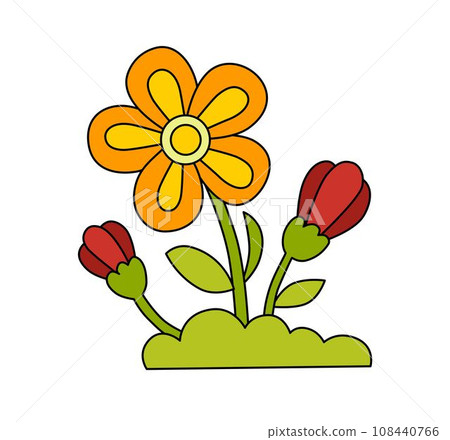 Flower Children vector Doodle Template for Books 108440766