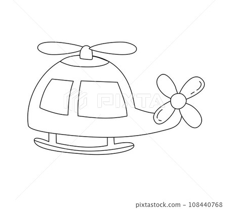 Helicopter Children vector Doodle Template for books black and white Helicopter Children vector Doodle Template for books black and white 108440768