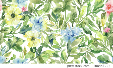 Illustration of many flowers in watercolor style 108441222