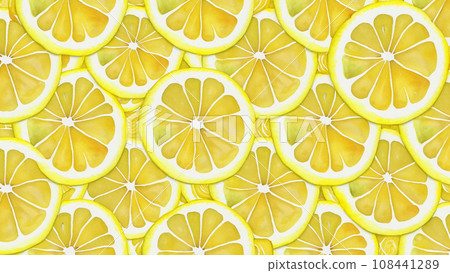 許多水彩風格切片檸檬的插圖 108441289