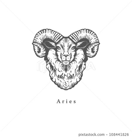 Aries zodiac symbol, hand drawn Aries zodiac symbol, hand drawn 108441826