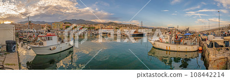 Panoramic image over the harbor of the Italian medieval city of San Remo Panoramic image over the harbor of the Italian medieval city of San Remo 108442214