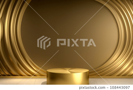 Golden product placement. Mockup product display and promotion. empty blank golden podium scene product presentation. professional product placement template. product display platform Golden product placement. Mockup product display and promotion. empty blank golden podium scene product presentation. professional product placement template. product display platform 108443097