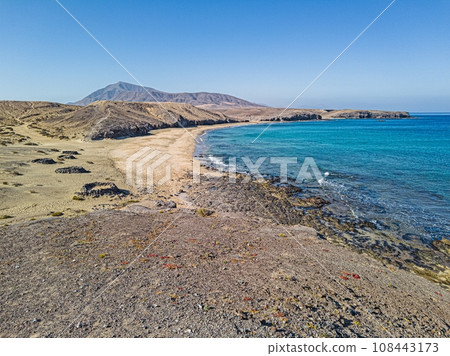 Drone picture from Los Ajaches National Park on the Canary Island Lanzarote with the famous Papagaqyo Beaches Drone picture from Los Ajaches National Park on the Canary Island Lanzarote with the famous Papagaqyo Beaches 108443173