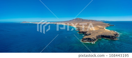 Drone picture from Los Ajaches National Park on the Canary Island Lanzarote with the famous Papagaqyo Beaches 108443195