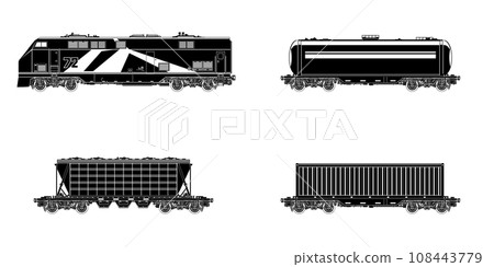 Locomotive silhouette with wagons Locomotive silhouette with wagons 108443779