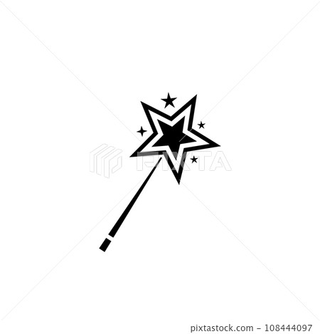 Magic wand with stars flat sign design. Magic wand vector icon. EPS 10 pictogram of magic Magic wand with stars flat sign design. Magic wand vector icon. EPS 10 pictogram of magic 108444097