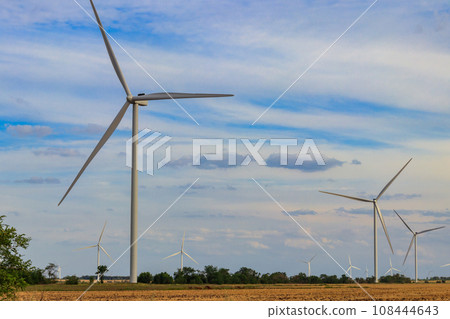 Wind turbines in a field. Renewable energy Wind turbines in a field. Renewable energy 108444643