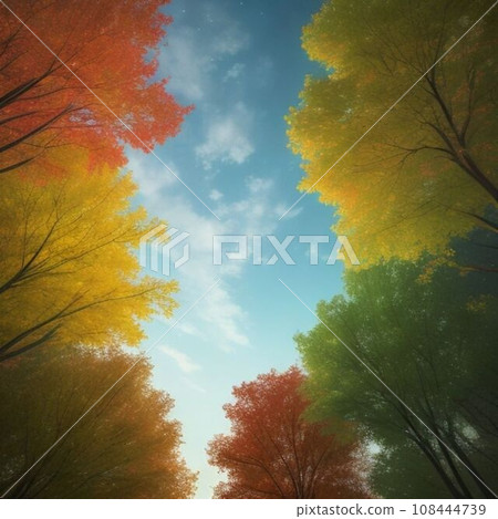 秋天的天空和秋天的樹葉② 108444739