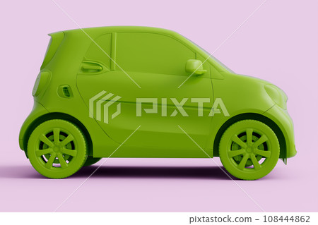 Eco family car on monochrome pink background. 3d render of concept modern car 108444862