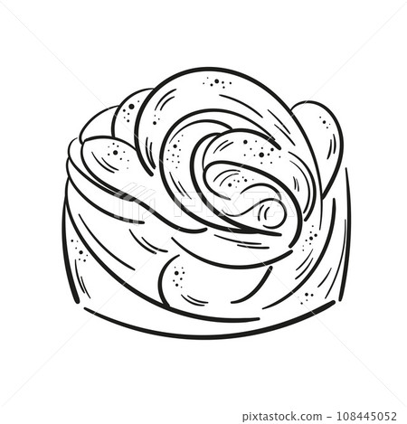 Cruffin or craffin kraffin line art sketch illustration. Outline vector logo. Contour isolated pictogram on white background For menu design, flyers, advertising, logo. Cruffin or craffin kraffin line art sketch illustration. Outline vector logo. Contour isolated pictogram on white background For menu design, flyers, advertising, logo. 108445052