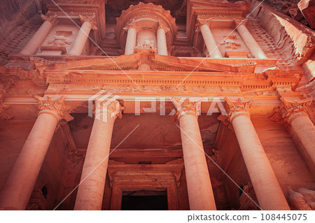 Bottom view of the entrance to the  Treasury. Petra. Jordan. 108445075