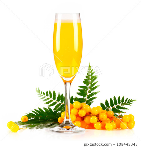 Mimosa cocktail with bubbly champagne and orange juice on white background Mimosa cocktail with bubbly champagne and orange juice on white background 108445345