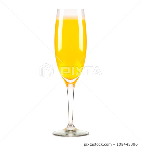 Mimosa cocktail with bubbly champagne and orange juice on white background 108445390