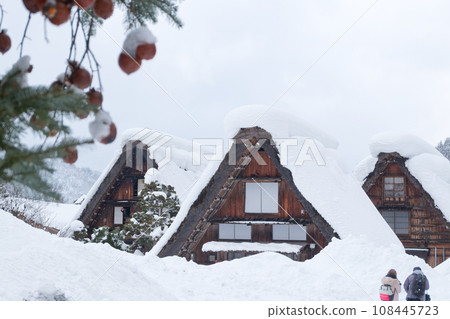 Winter scenery of Shirakawa-go, a gassho-zukuri village in the snow Winter scenery of Shirakawa-go, a gassho-zukuri village in the snow 108445723