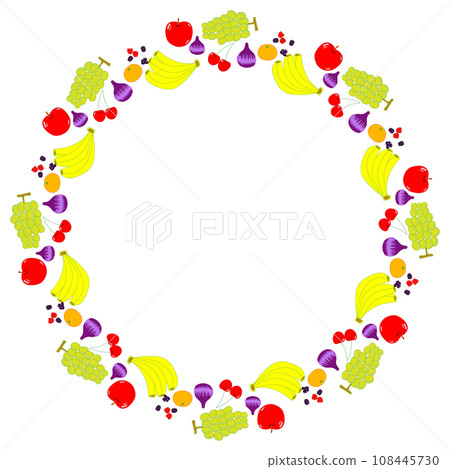 Frame of various fruits, white background Frame of various fruits, white background 108445730