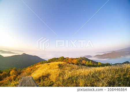 從高津山看到的被雲海包圍的風景 從高津山看到的被雲海包圍的風景 108446864