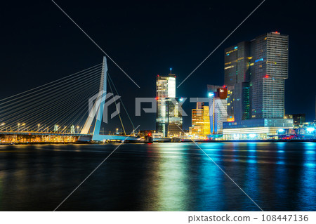 Spectacular Night View of Rotterdam from the Sea: Experience the Beauty of the City at Night 108447136