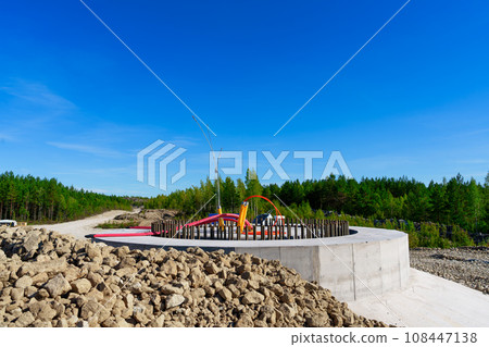 Concrete Foundation for Electric Wind Turbine: Low Emission Goals, Eco-Friendly, Energy of Nature 108447138