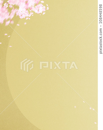 Simple Japanese style background with gold leaf and cherry blossoms 108448598