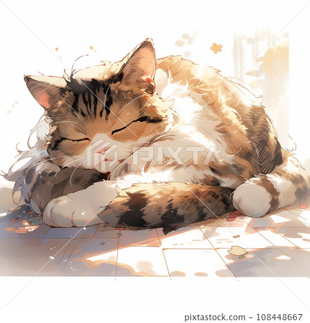 [AI generated image] Cat curled up and sleeping 108448667