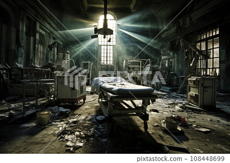 Remains of an operating room in the ruins of a hospital: AI-generated image 108448699