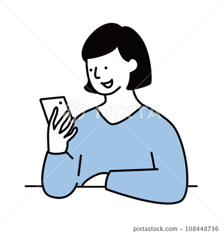 Illustration material of a woman looking at a smartphone screen Illustration material of a woman looking at a smartphone screen 108448736
