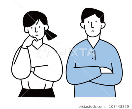 Illustration material of thinking men and women Illustration material of thinking men and women 108448839