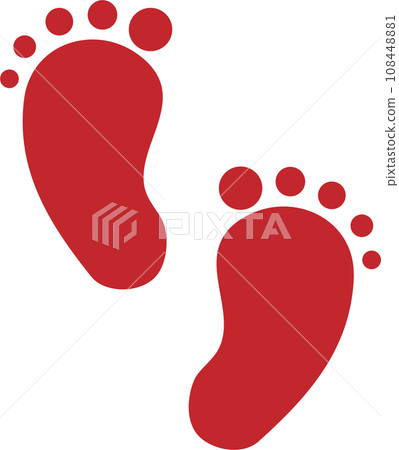 紅色腳印的插圖 紅色腳印的插圖 108448881