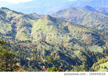 Shiga Kusatsu Plateau Route View from observation spot near Mt. Yokote Autumn scenery Shiga Kusatsu Plateau Route View from observation spot near Mt. Yokote Autumn scenery 108449226