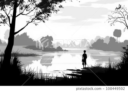 children playing by the lake 108449502